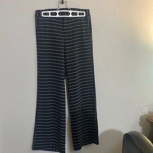 D.F.A New York mid-rise flared black and white striped dress pants